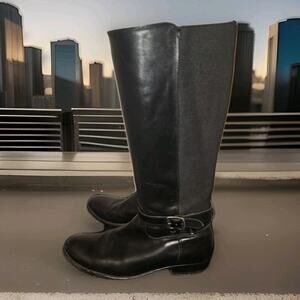 Frye Melissa Belted Tall Boot Size 11 B Black Riding Leather Western Zipper EUC